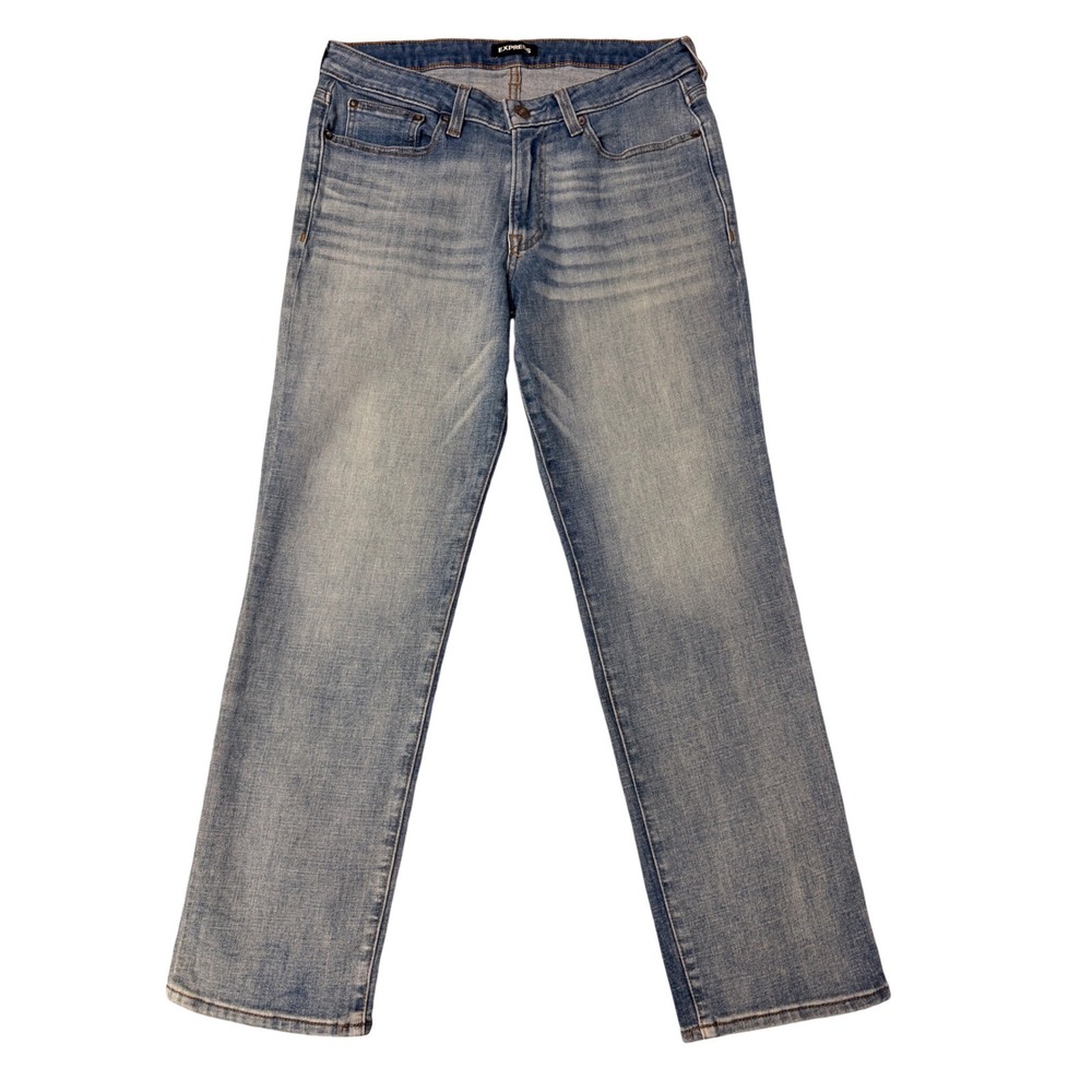 Express Jeans Women's Light Wash‎ Straight Leg Denim Pants Size 31x30